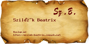 Szilák Beatrix névjegykártya